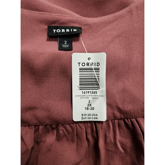 NWT Torrid Womens Sleeveless Crepe Tunic Shirt Dark Mauve Pullover US 2X (18-20) - Picture 5 of 10